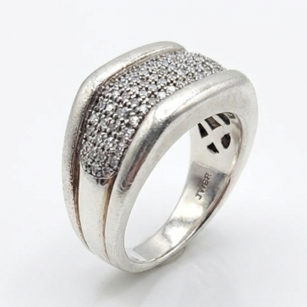 JWBR Natural Diamond Sterling Silver Pavé Band Ring Vintage